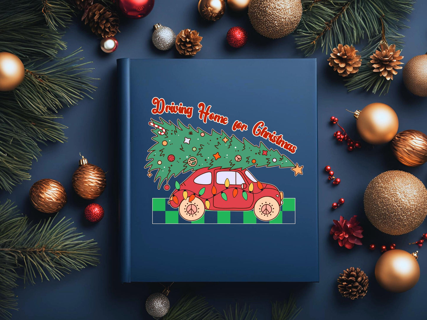 Driving Home for Christmas PNG, Retro Christmas Tree Car Drive Graphic, Cute Holiday Shirt Design