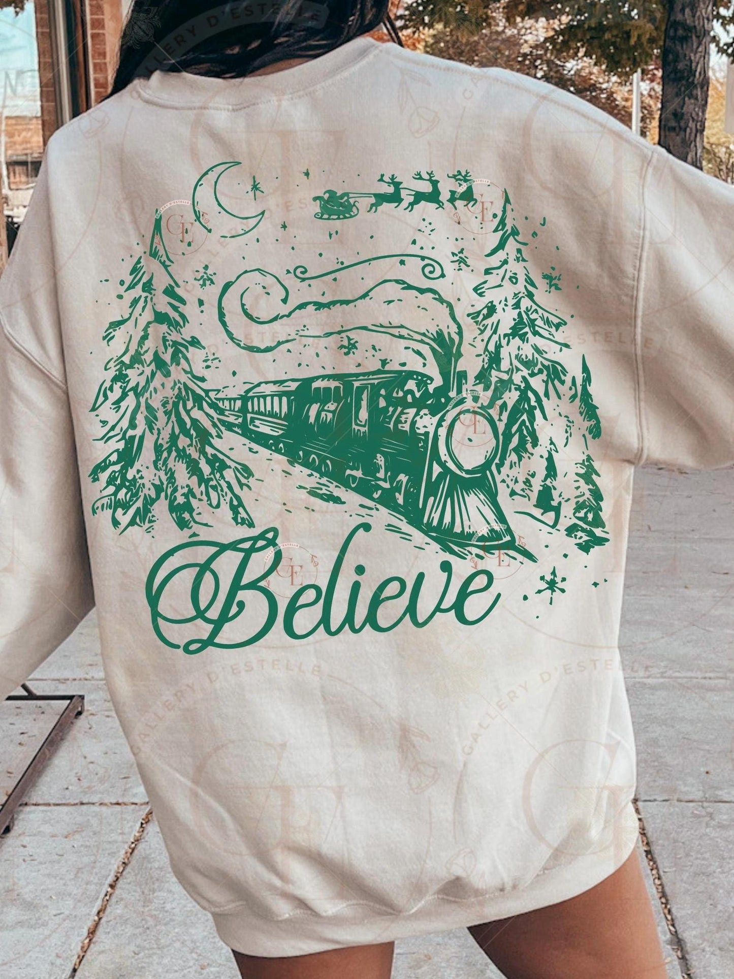Believe Christmas PNG, Retro Holiday Train Graphic, Festive Vintage Santa Shirt Design