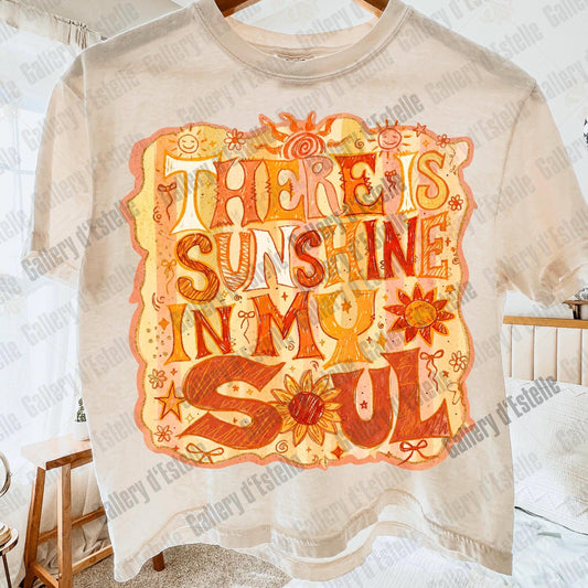 There is Sunshine in My Soul PNG, Retro Preppy Sun Graphic, Striped Beach Shirt Design
