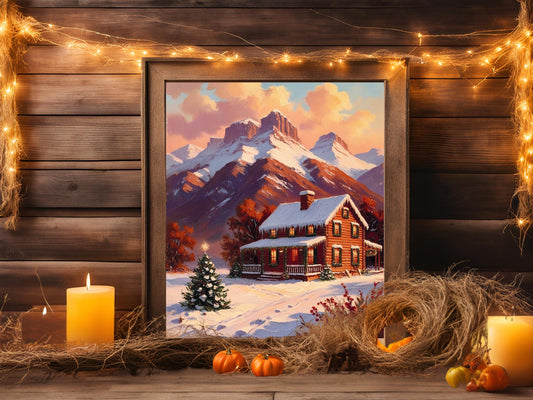 Vintage Western Holiday Art Set, Nostalgic Rustic Christmas Wall Art for Farmhouse Decor & Country Charm Aesthetic