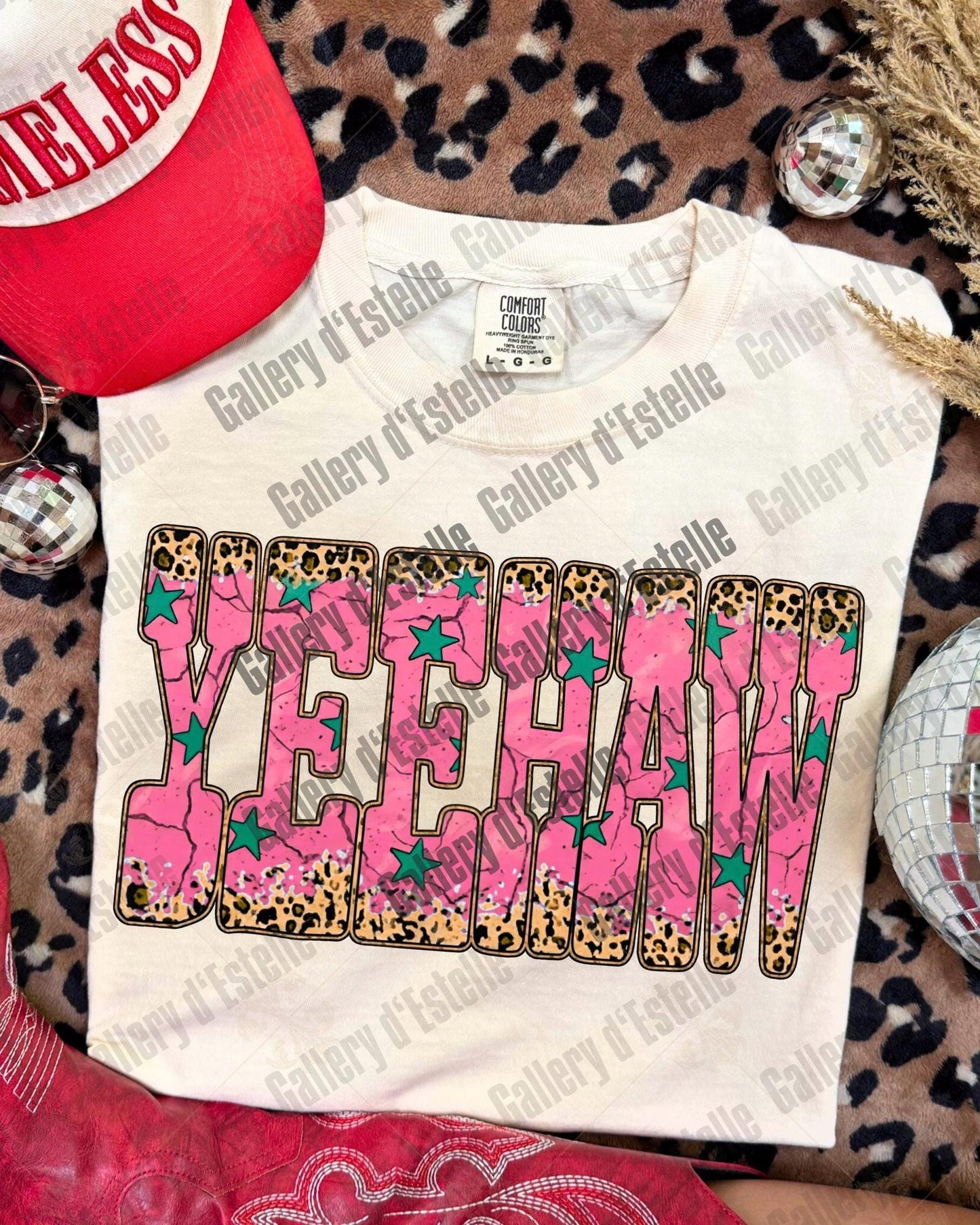 Western Yeehaw PNG, Retro Leopard Cowgirl Graphic, Trendy Country Girl Shirt Design