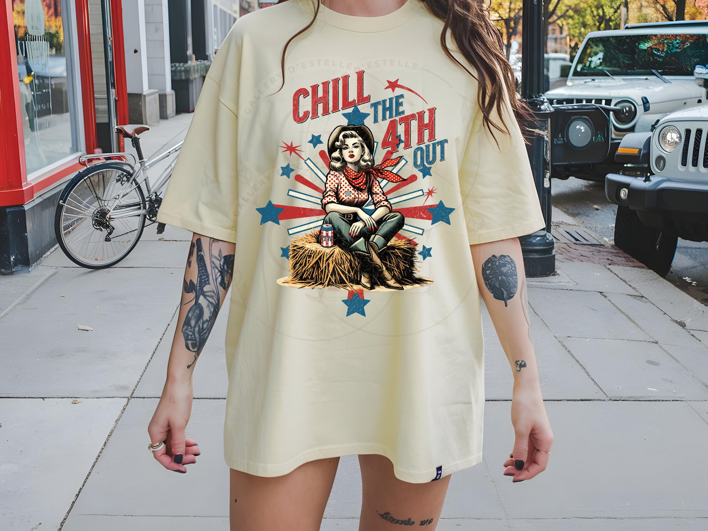 Chill the 4th Out Country PNG, Retro Western Patriotic Cowgirl Graphic, Trendy Independence Day Rodeo Shirt Design