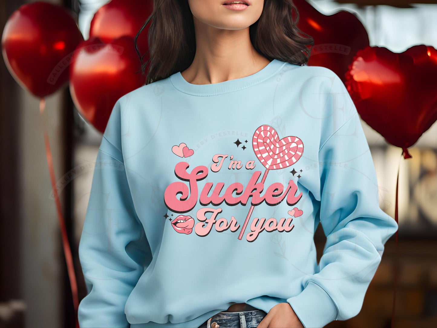 I'm a Sucker for You Retro PNG, Cute Pink Lollipop Graphic, Coquette Valentines Love Shirt Design