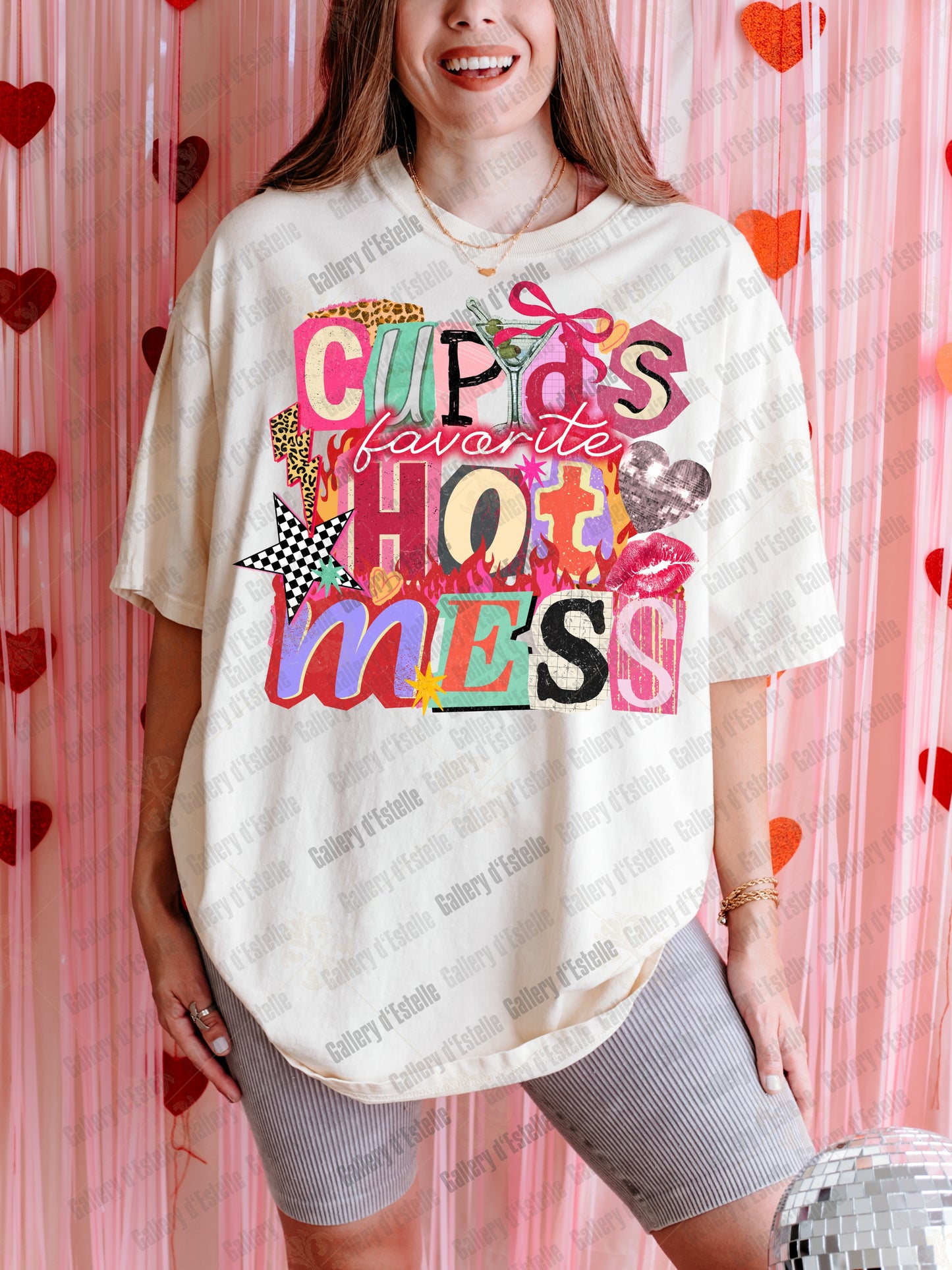 Cupid’s Favorite Hot Mess PNG, Retro Y2K Valentine Collage, Coquette Love Graphic, Edgy VDay Shirt Design