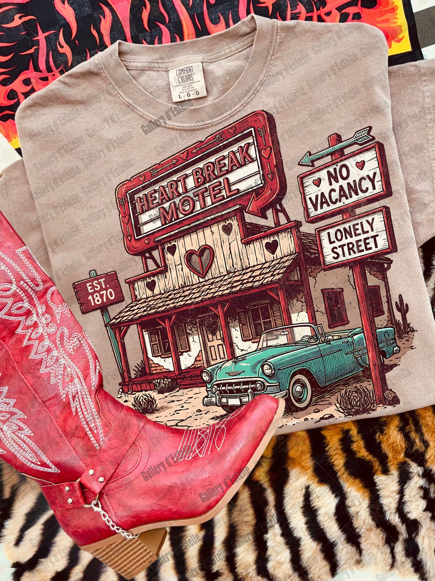 Heart Break Motel PNG, Retro Anti-Valentine Hotel Sign Graphic, Edgy Western Love Shirt Design