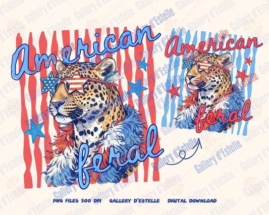 Design with leopards and American flag elements on a white background