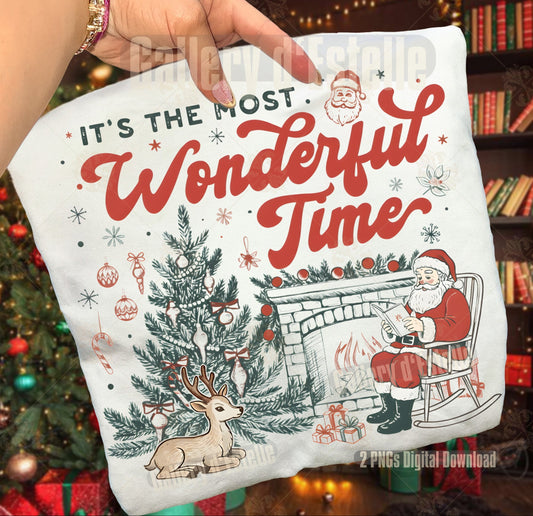 Retro Santa Christmas PNG, The Most Wonderful Time Graphic, Nostalgic Holiday Sublimation, Festive Vintage Shirt Design