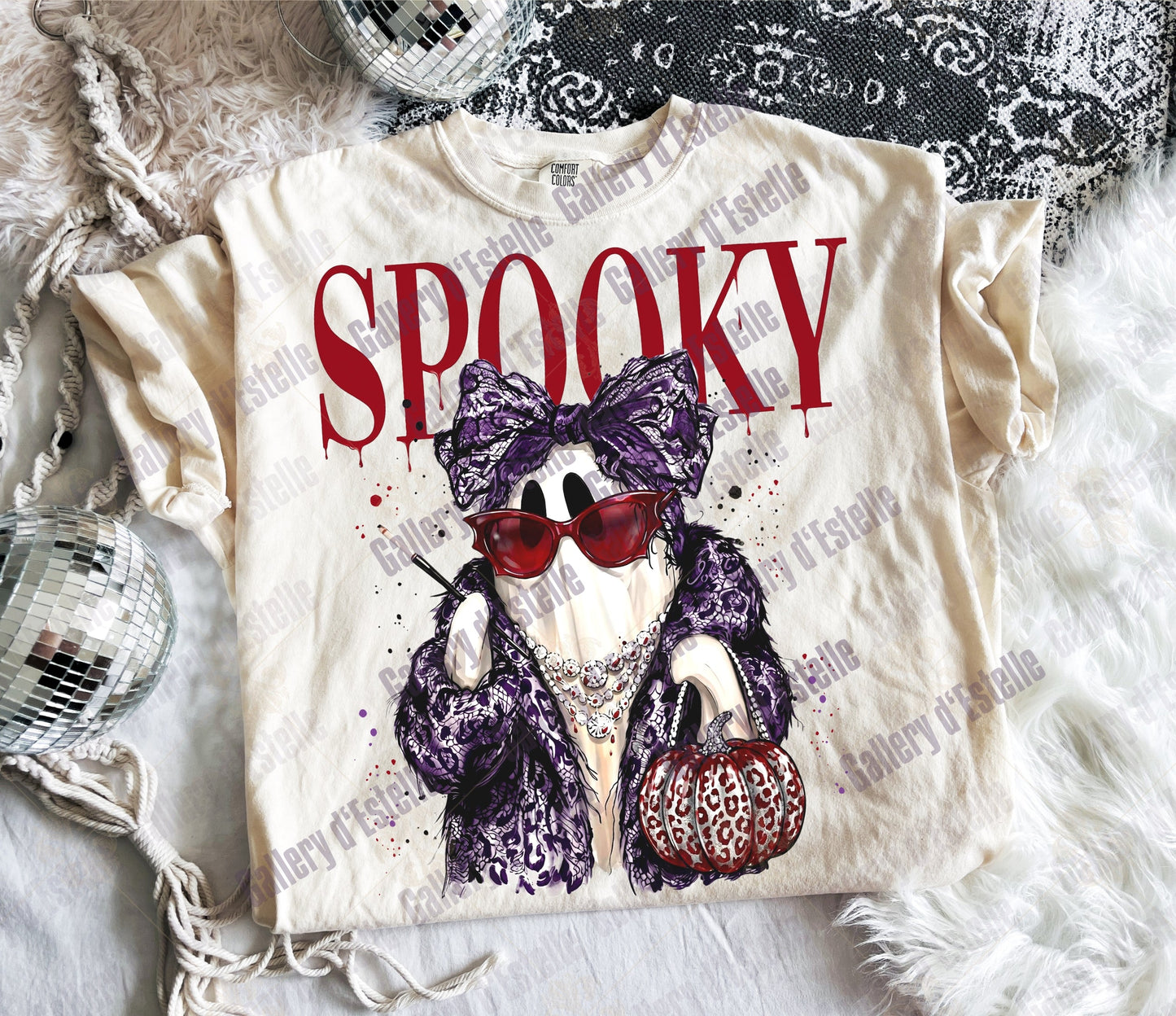 Preppy Spooky Ghost PNG, Coquette Halloween Graphic, Trendy Glam Ghost Shirt Design