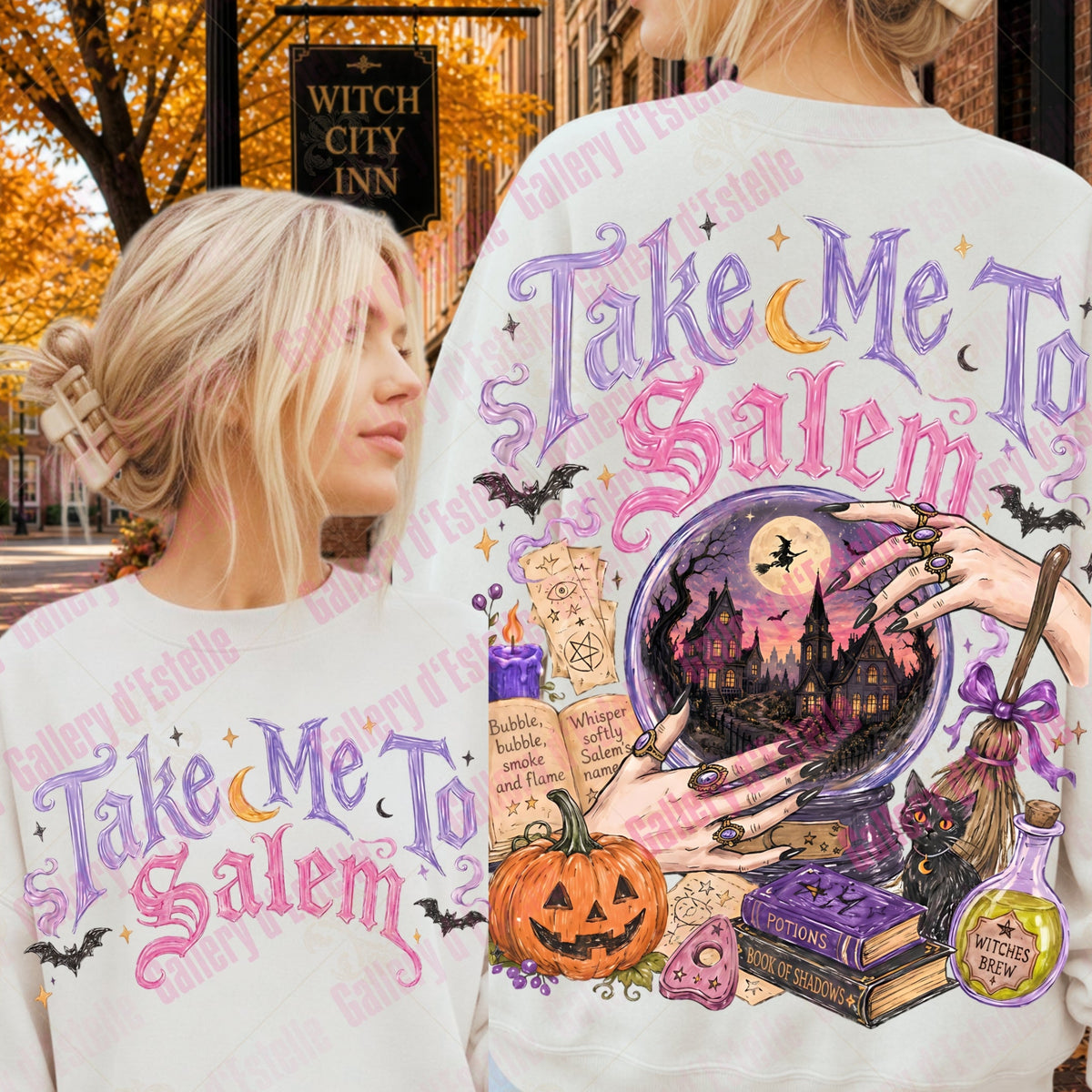 Take Me to Salem PNG, Retro Spooky Witch Graphic, Boutique Halloween Shirt Design