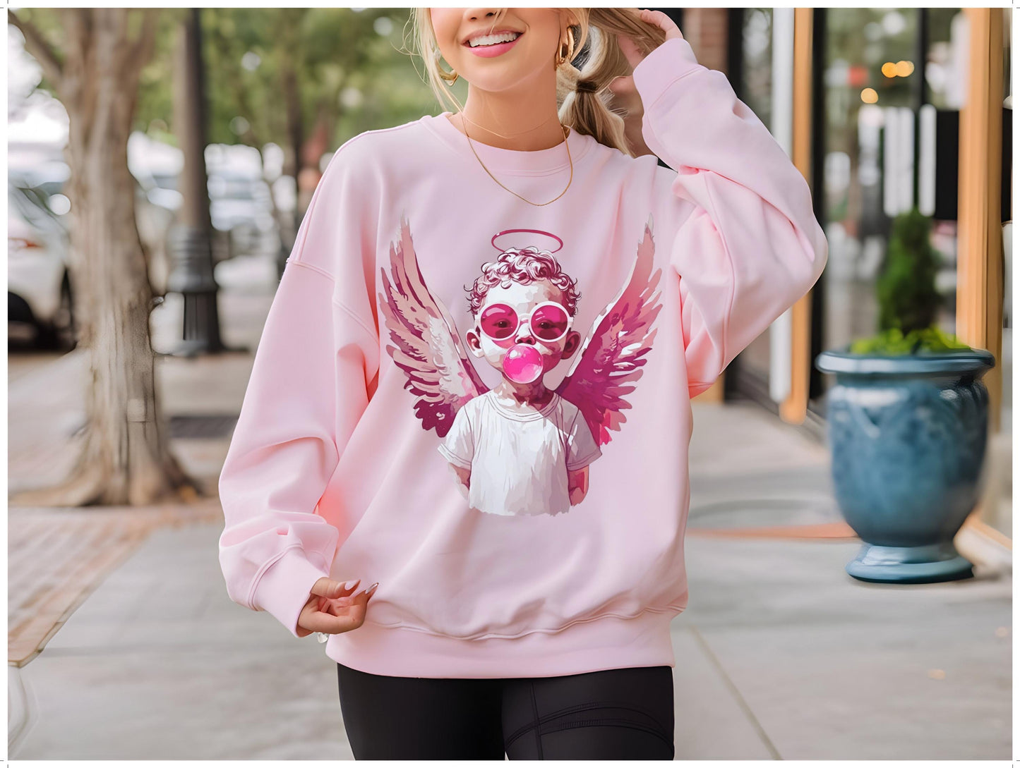 Cool Cupid Blowing Bubble Gum PNG, Fun Retro Pink Cupid Graphic, Trendy Valentine's Shirt Design