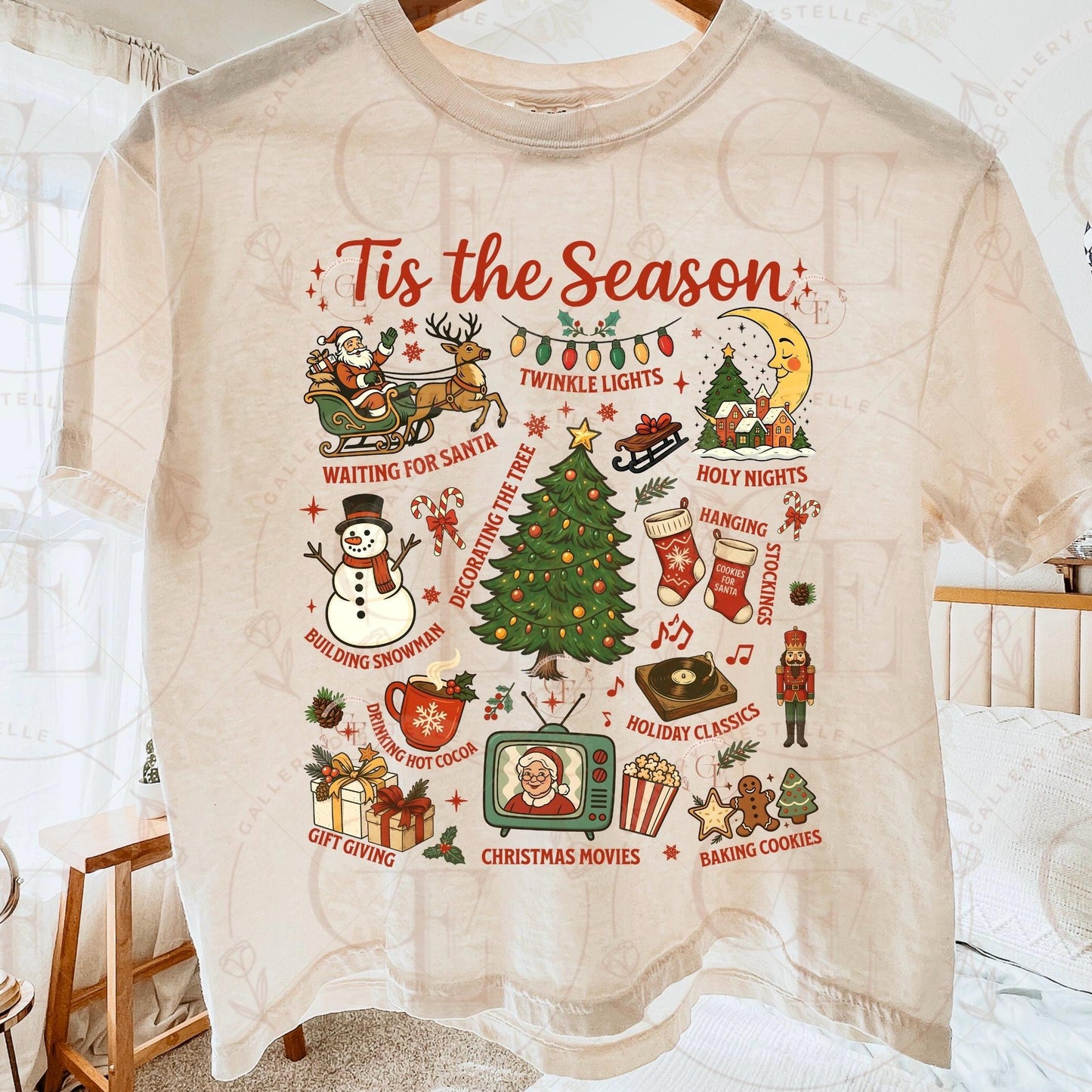 Tis the Season Christmas Collage PNG, Retro Santa Christmas Tree Graphic, Nostalgic Holiday Shirt Design