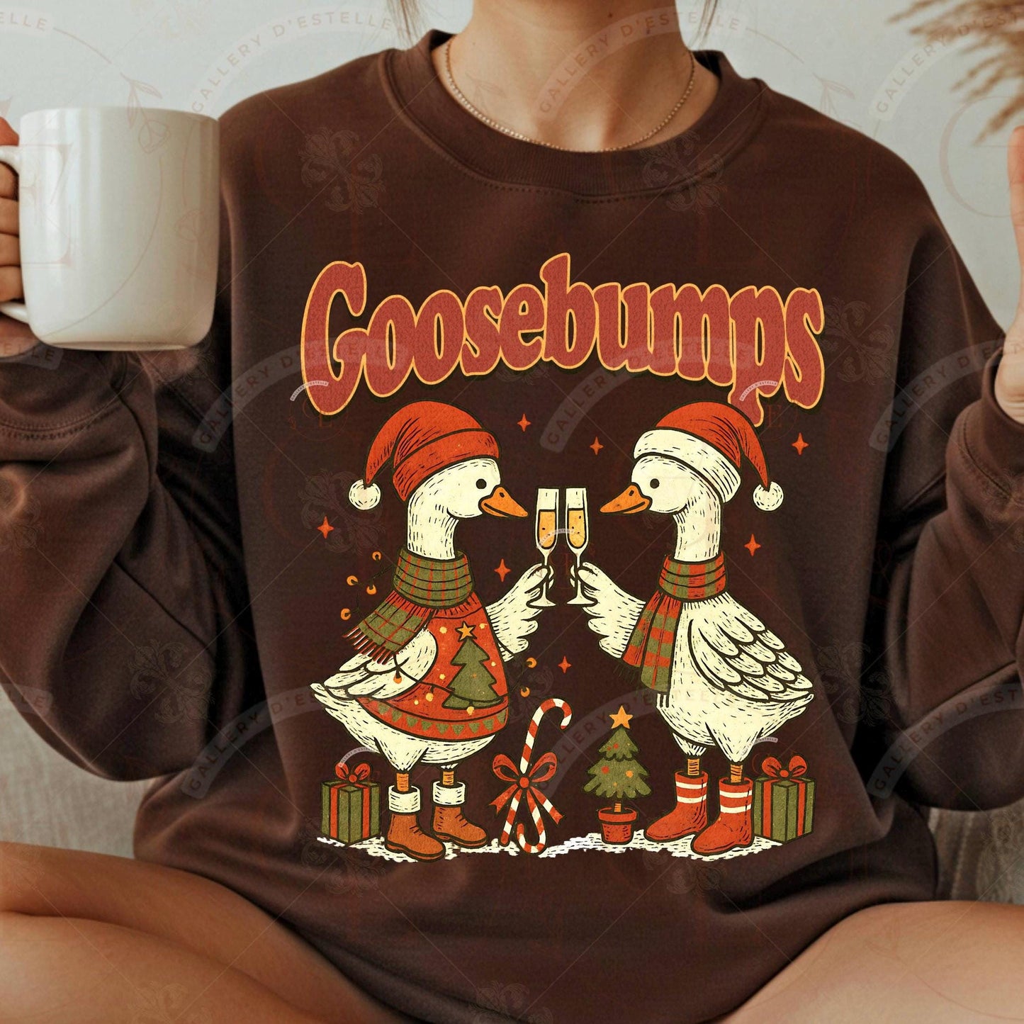 Goosebumps Christmas PNG, Festive Retro Goose Graphic, Cute Farmhouse Holiday Art, Trendy Country Christmas Shirt Design