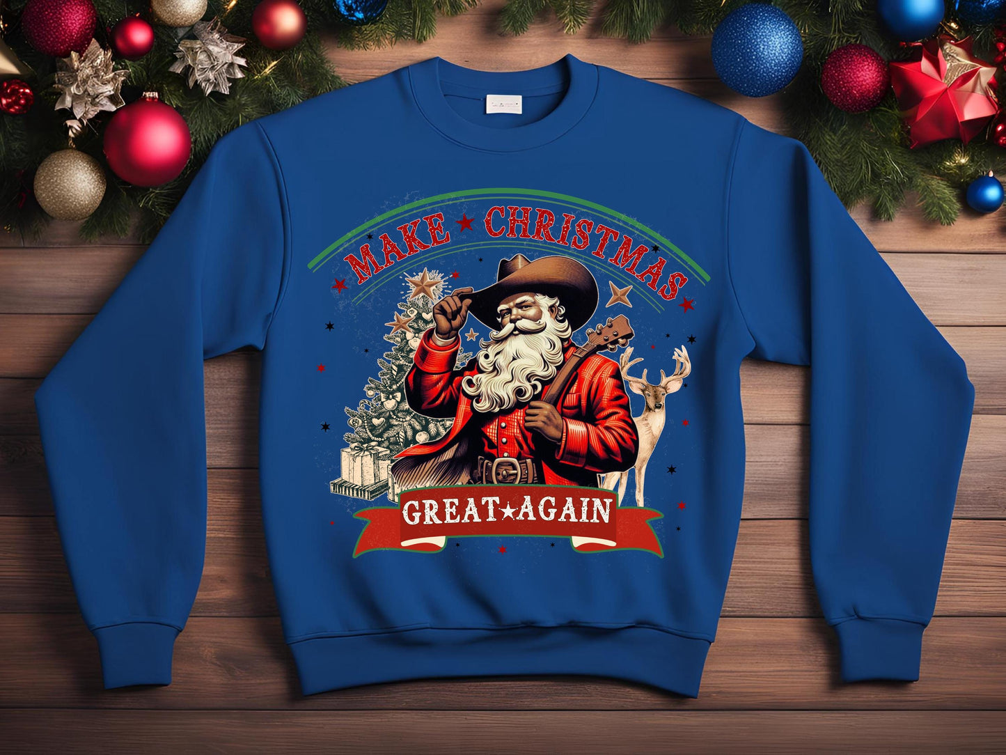 Make Christmas Great Again PNG, Festive Cowboy Graphic, Western Santa Sublimation, Country Holiday Shirt Design