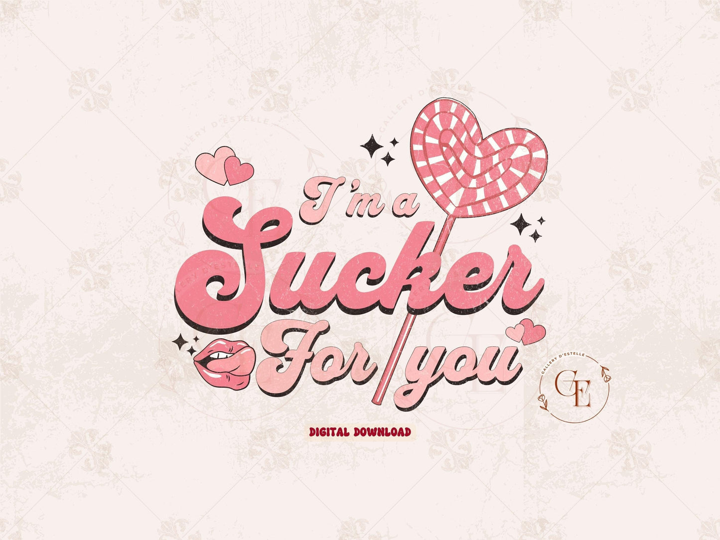 I'm a Sucker for You Retro PNG, Cute Pink Lollipop Graphic, Coquette Valentines Love Shirt Design