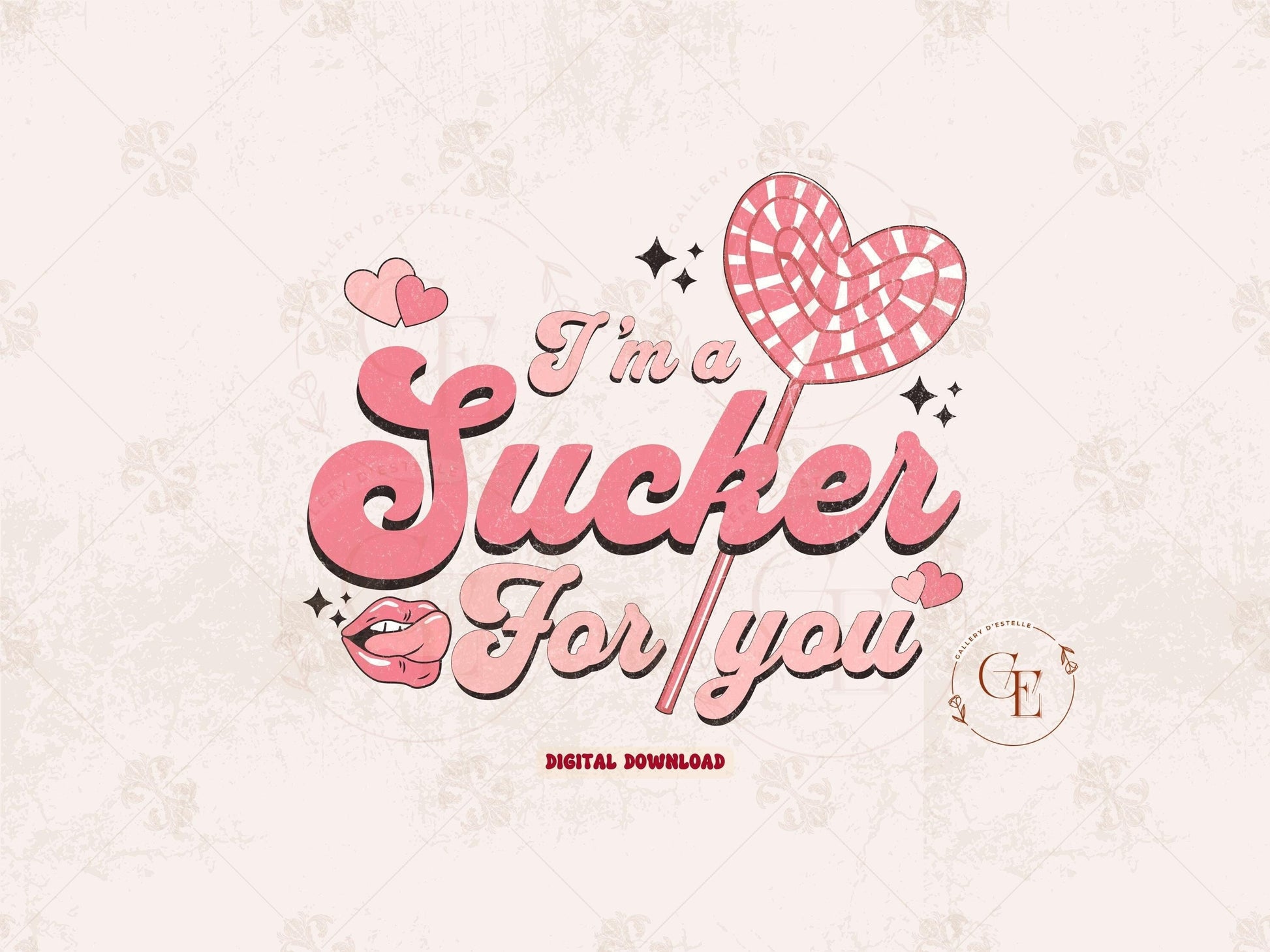 I'm a Sucker for You Retro PNG, Cute Pink Lollipop Graphic, Coquette Valentines Love Shirt Design