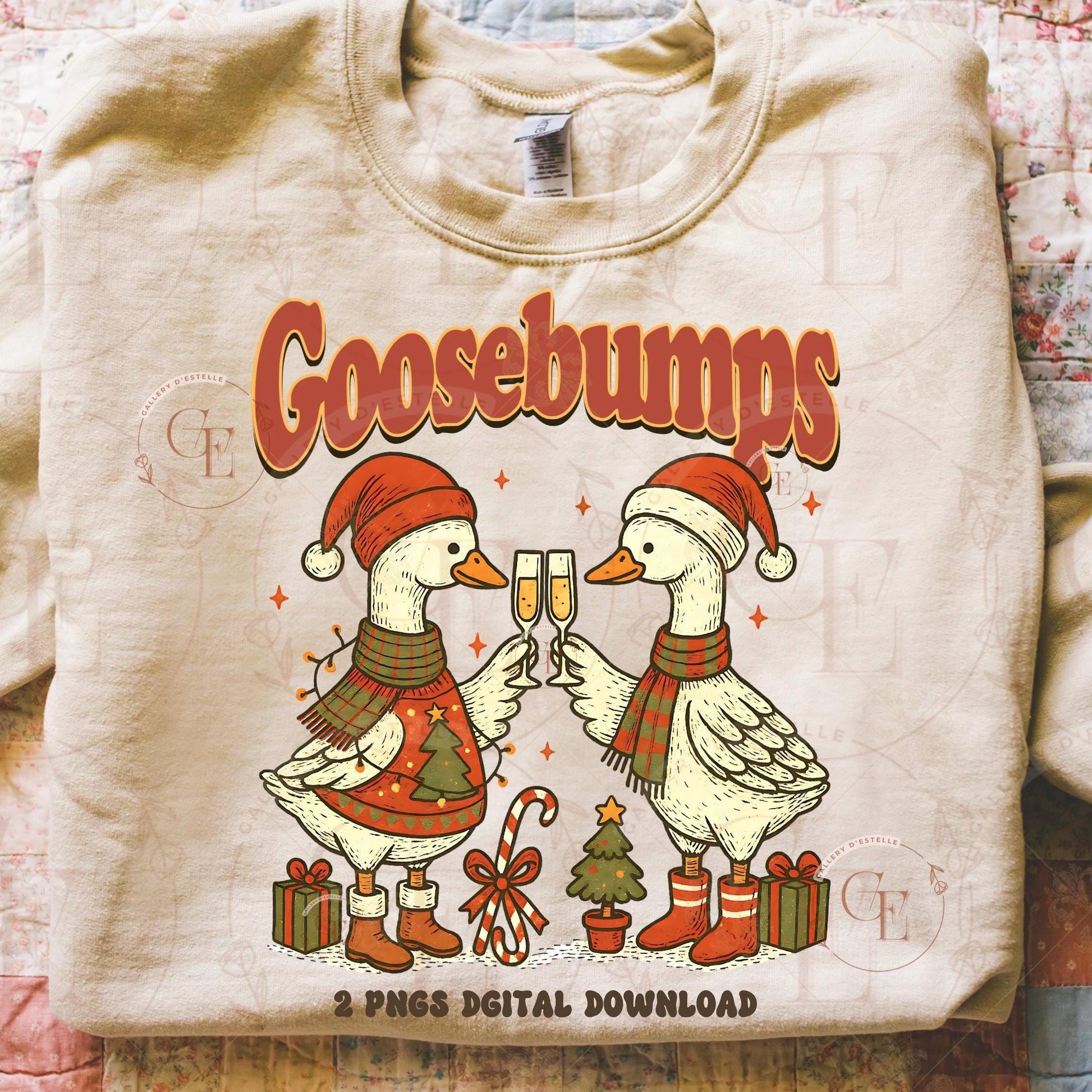 Goosebumps Christmas PNG, Festive Retro Goose Graphic, Cute Farmhouse Holiday Art, Trendy Country Christmas Shirt Design