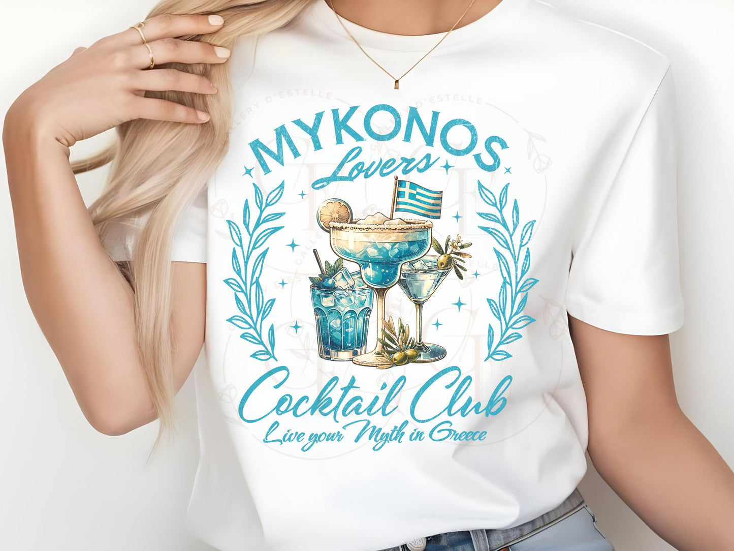 Coquette Mykonos Cocktail Club PNG, Retro Summer Drink Graphic, Trendy Coastal Girl Beach Trip Shirt Design