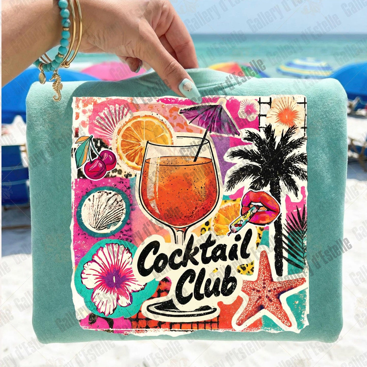 Cocktail Club PNG, Coquette Coastal Drink Graphic, Trendy Summer Beach Shirt Design