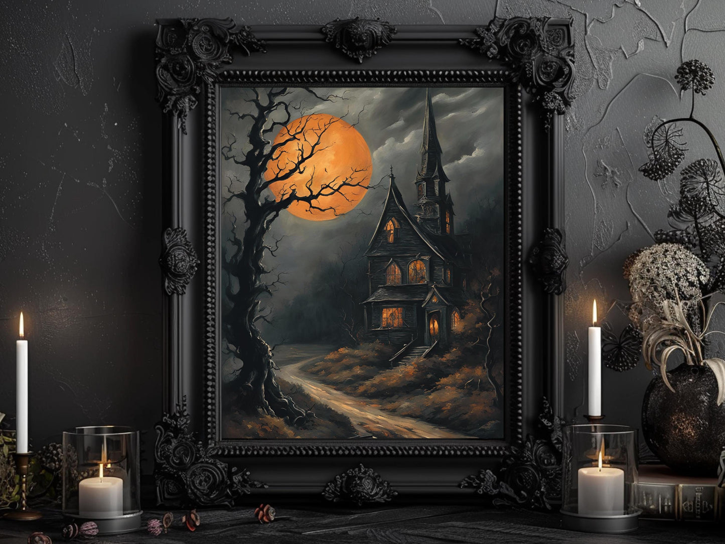 Haunted Castles Art Set, Victorian Gothic Halloween Decor, Dark Academia Digital Prints