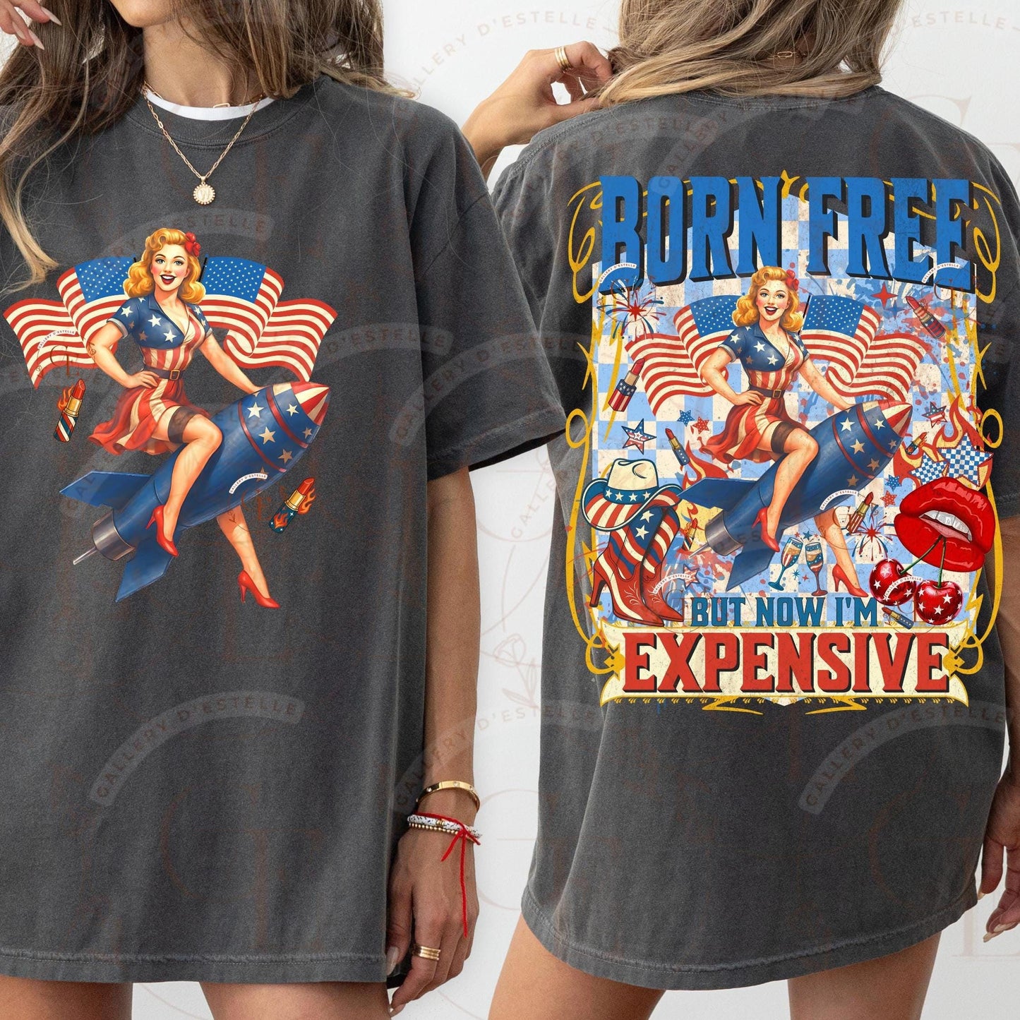 Born Free but Now Im Expensive PNG, Retro 4th of July American Sweetheart Graphic