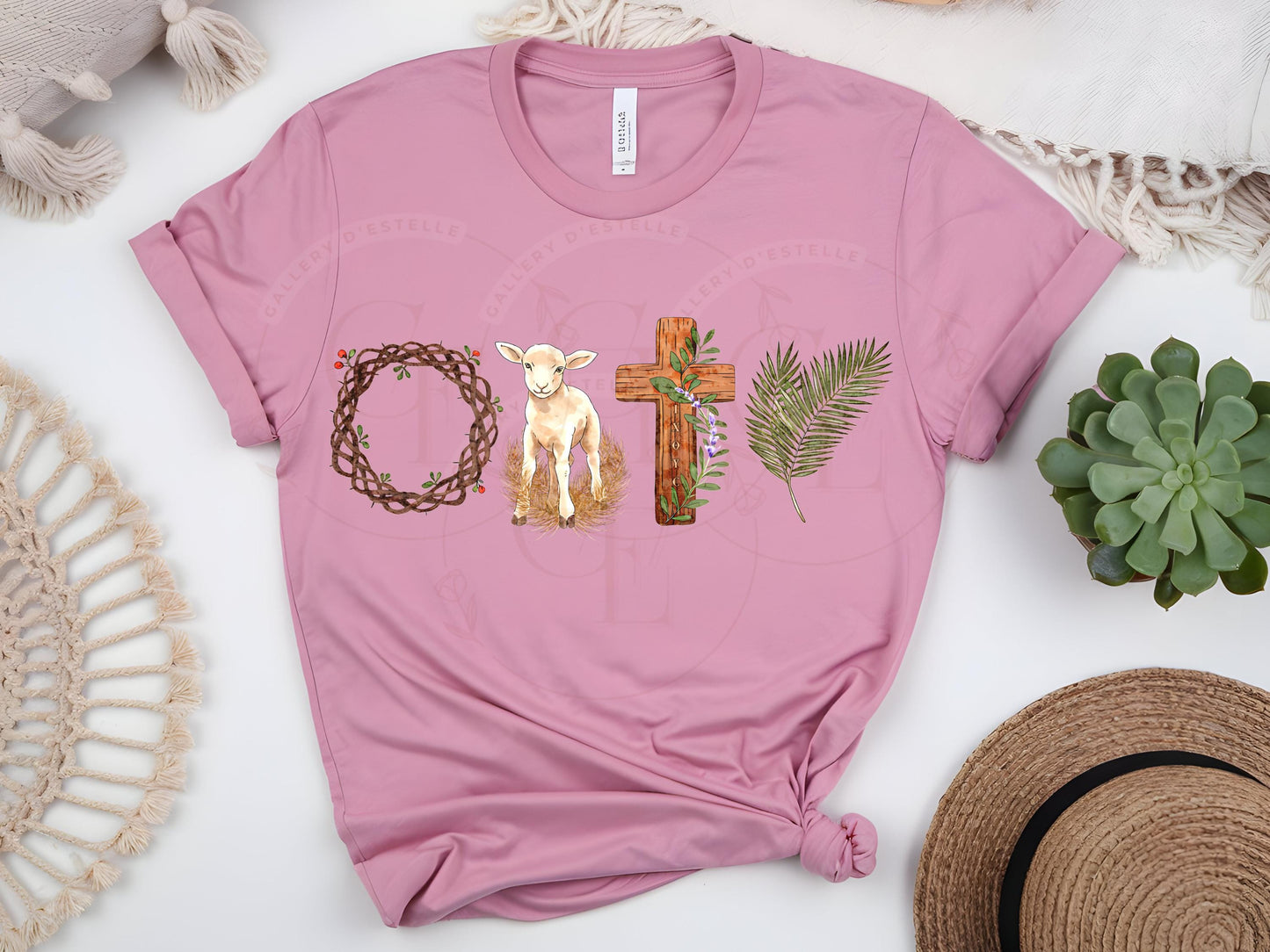 True Easter PNG, Religious Lamb Crown Cross Palm Art, He is Risen Graphic, Christian Faith Shirt Design