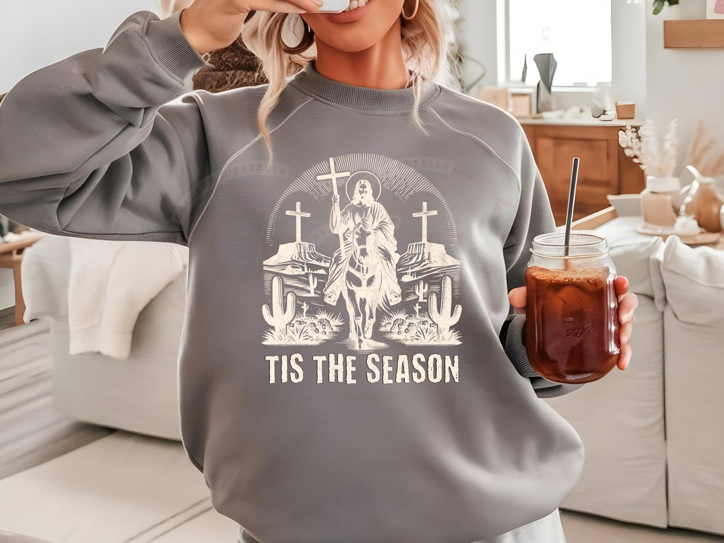 Tis the Season True Easter PNG, Vintage Western Christian Graphic, He is Risen Religious Jesus Christ Country Shirt Design