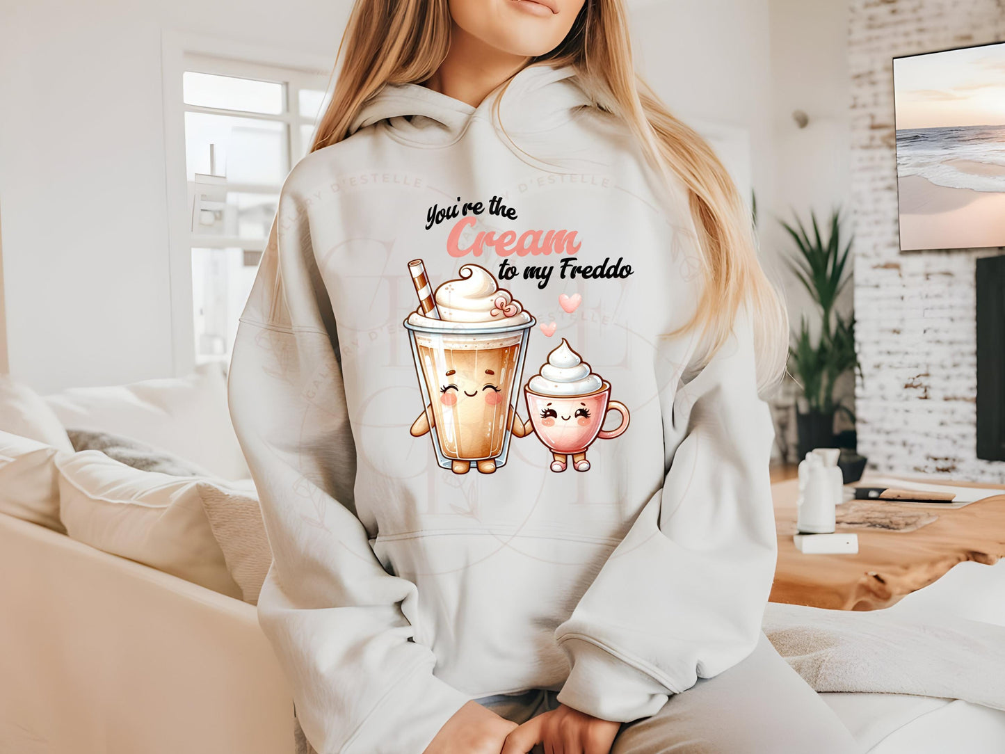 You're the Cream to My Freddo PNG, Retro Coffee Love Art, Funny Valentines Day Graphic, Cute Shirt Design