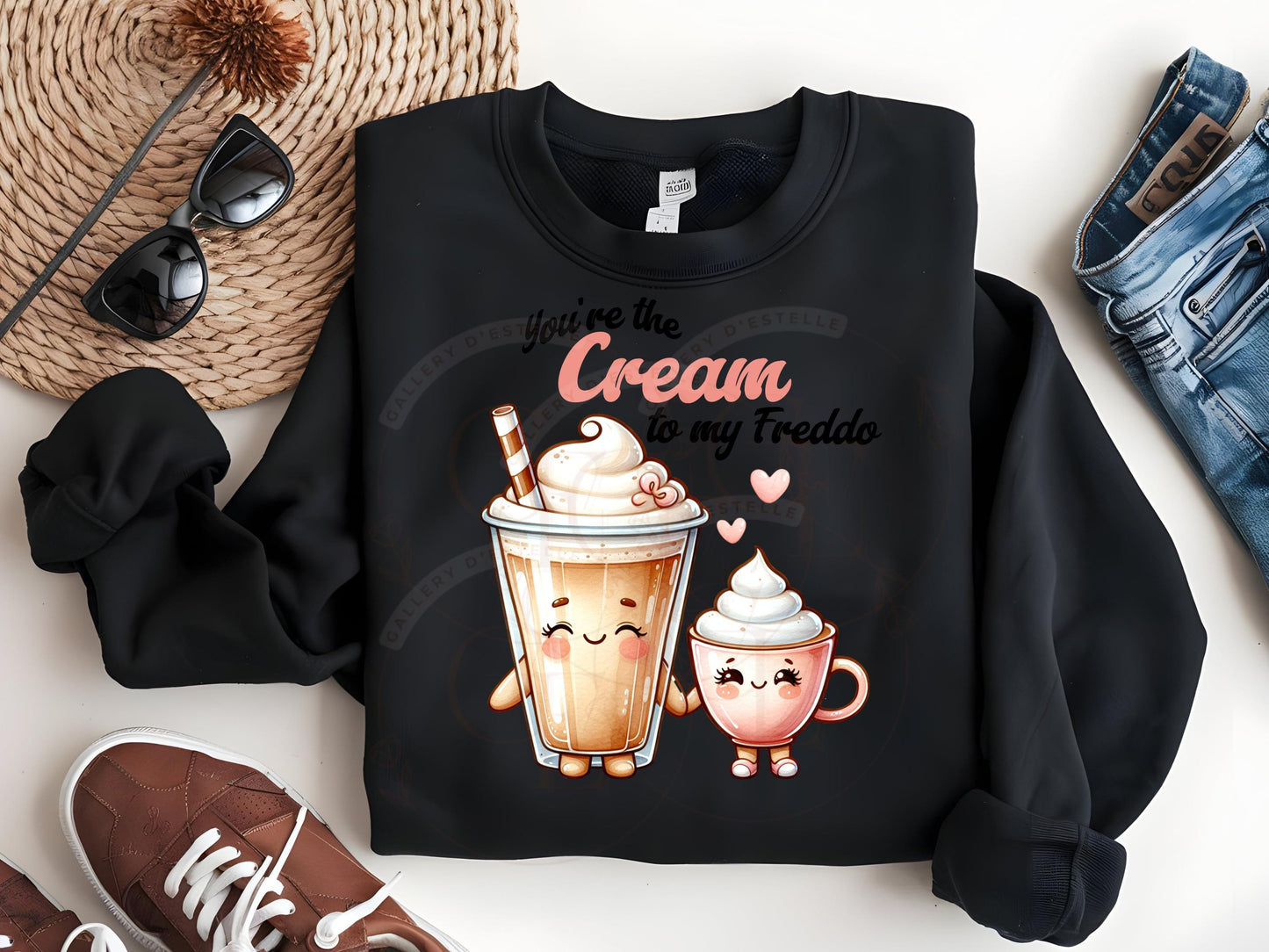 You're the Cream to My Freddo PNG, Retro Coffee Love Art, Funny Valentines Day Graphic, Cute Shirt Design