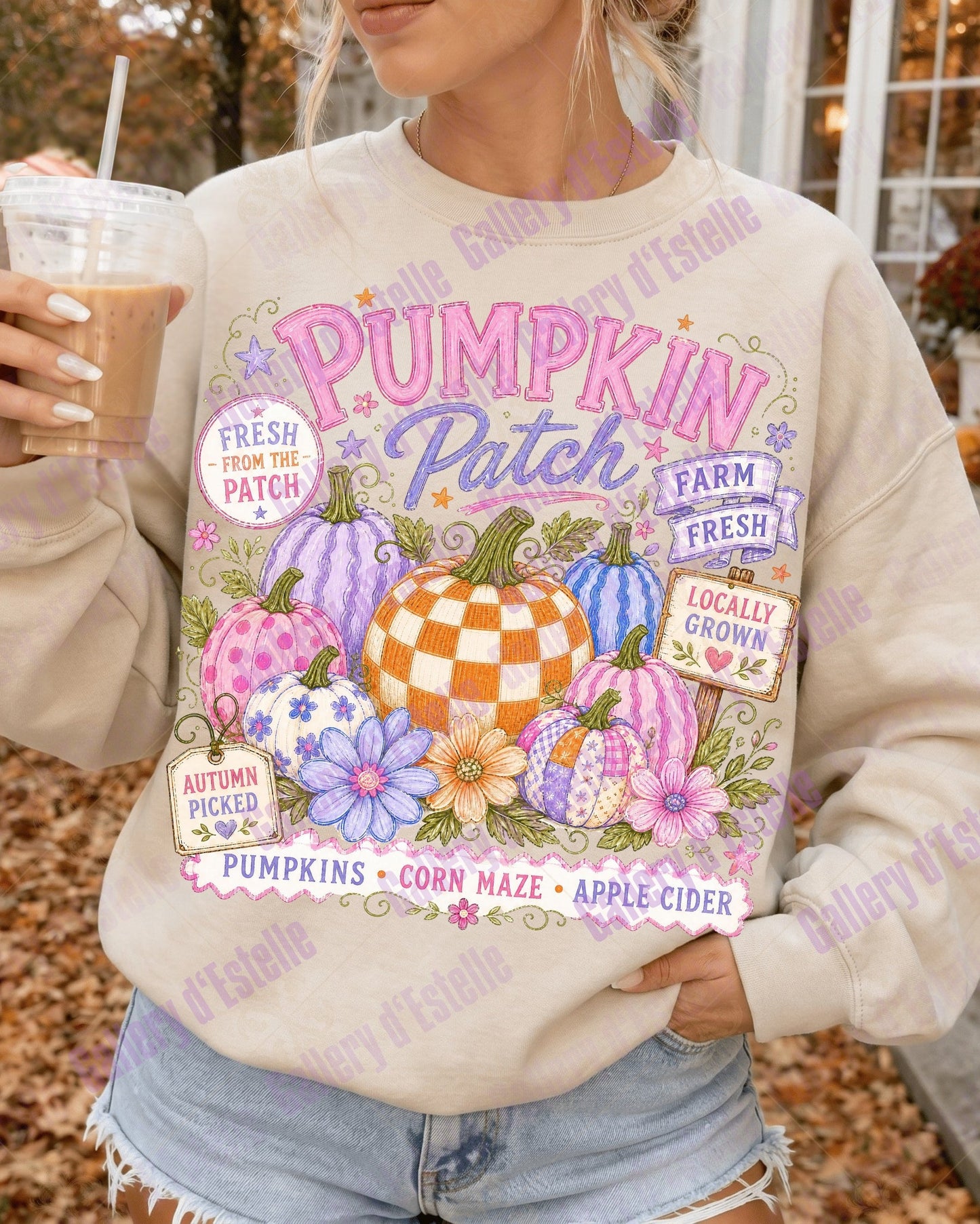 Retro Pumpkin Patch PNG, Colorful Autumn Graphic, Coquette Fall Shirt Design