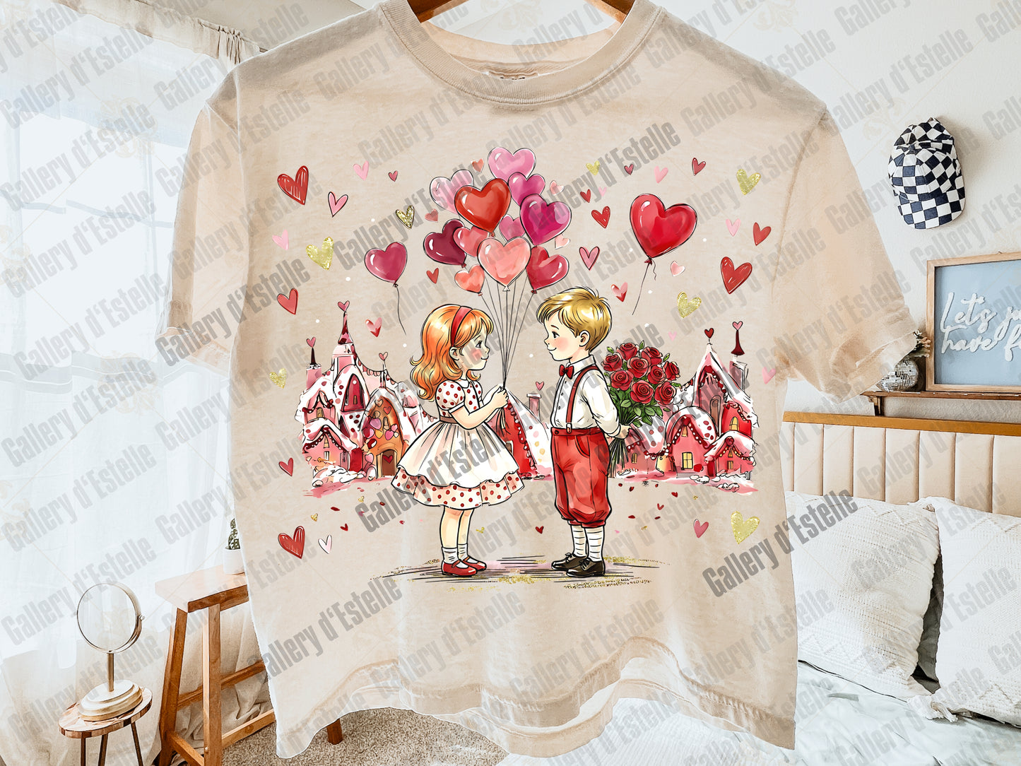 Retro Valentine Kids PNG, Preppy Love Illustration, Whimsical VDay Shirt Design