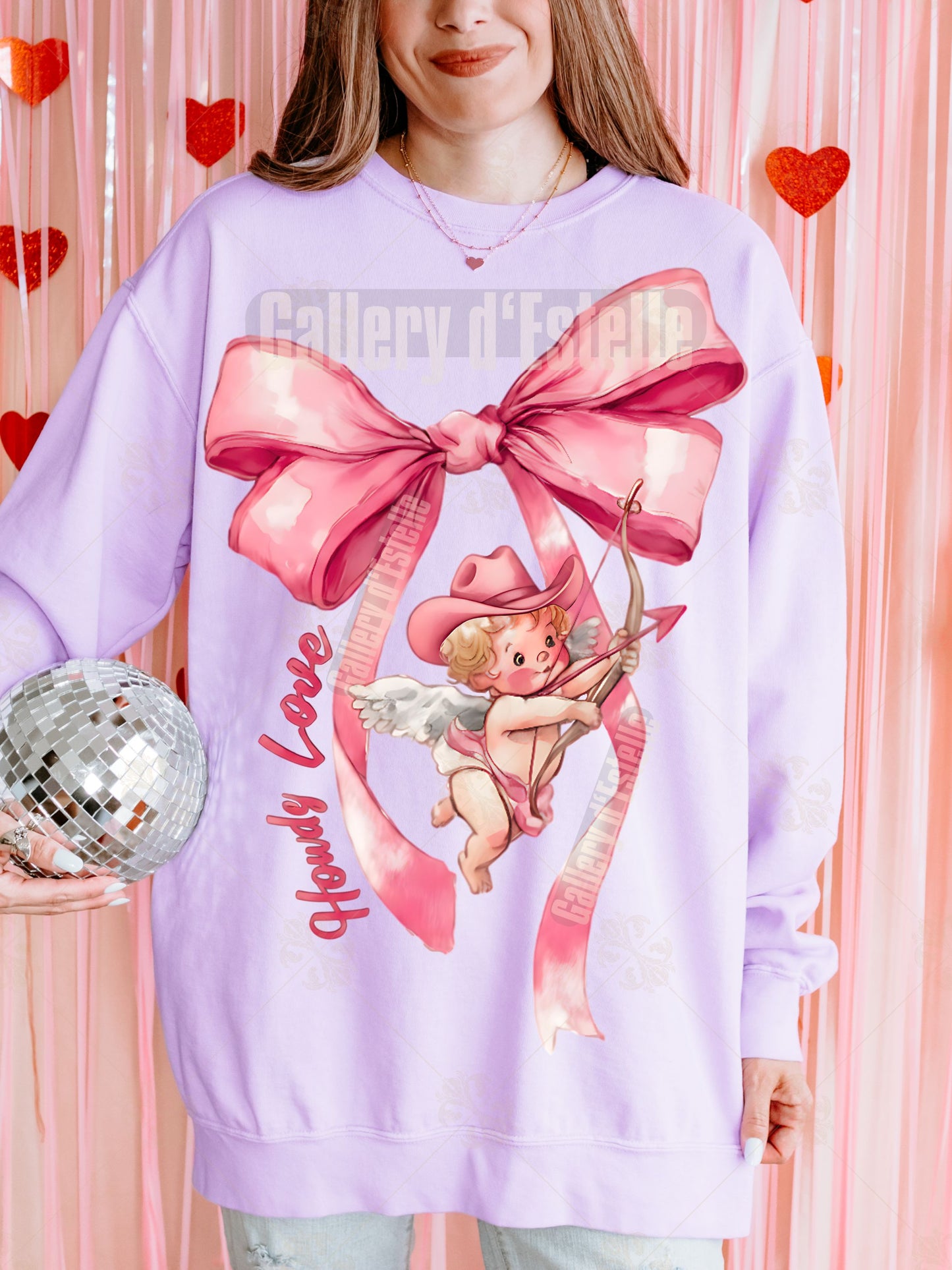 Howdy Love Cupid PNG, Coquette Western Bow Graphic, Retro Valentine Cowboy Art, Preppy Shirt Design