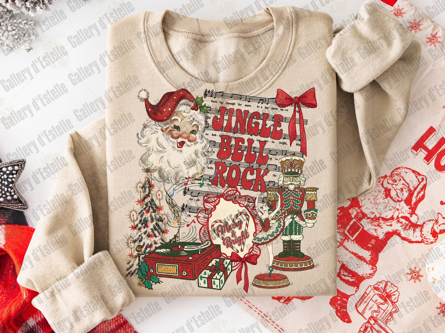 Retro Santa Collage PNG, Vintage Coquette Christmas Graphic, Whimsical Holiday Shirt Design, Trendy Festive Christmas Art