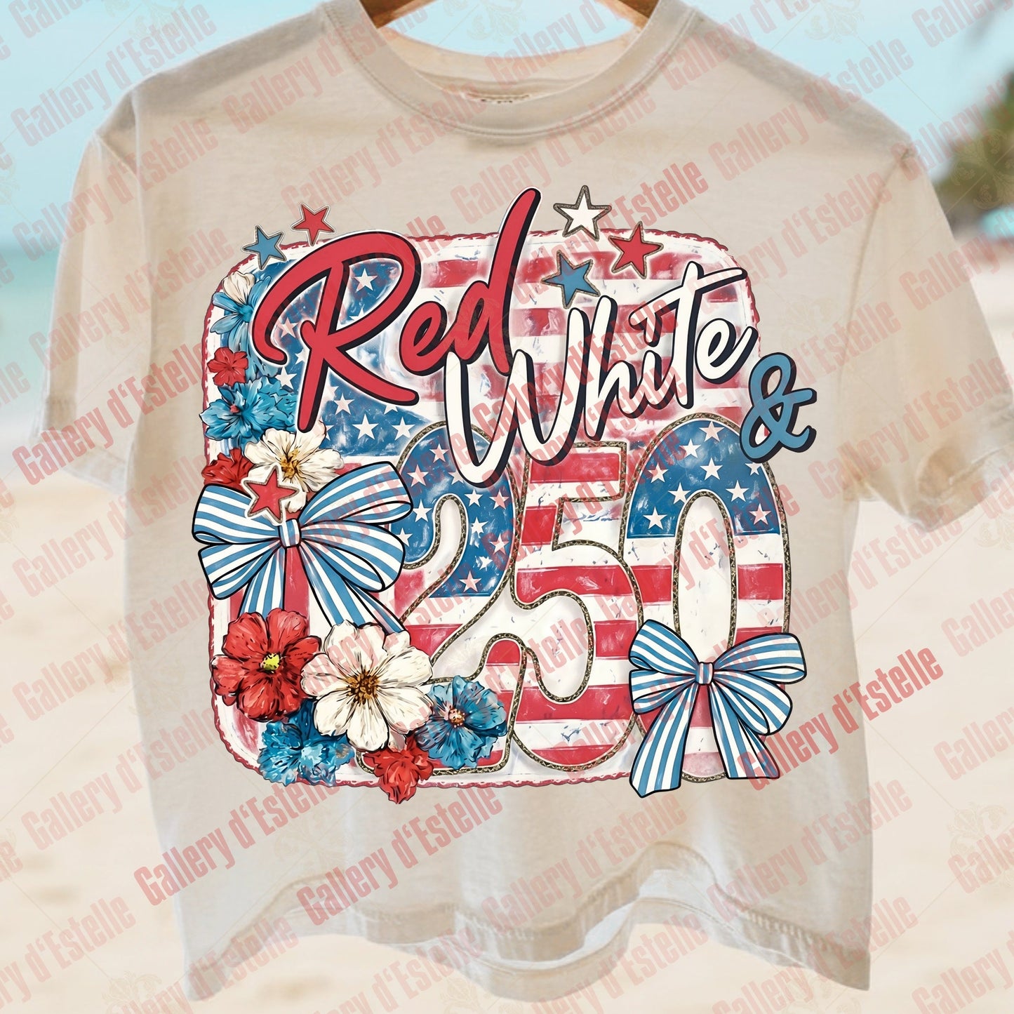 Red White & 250 PNG, Retro Patriotic Bow Graphic, Coquette USA 4th of July Shirt Design