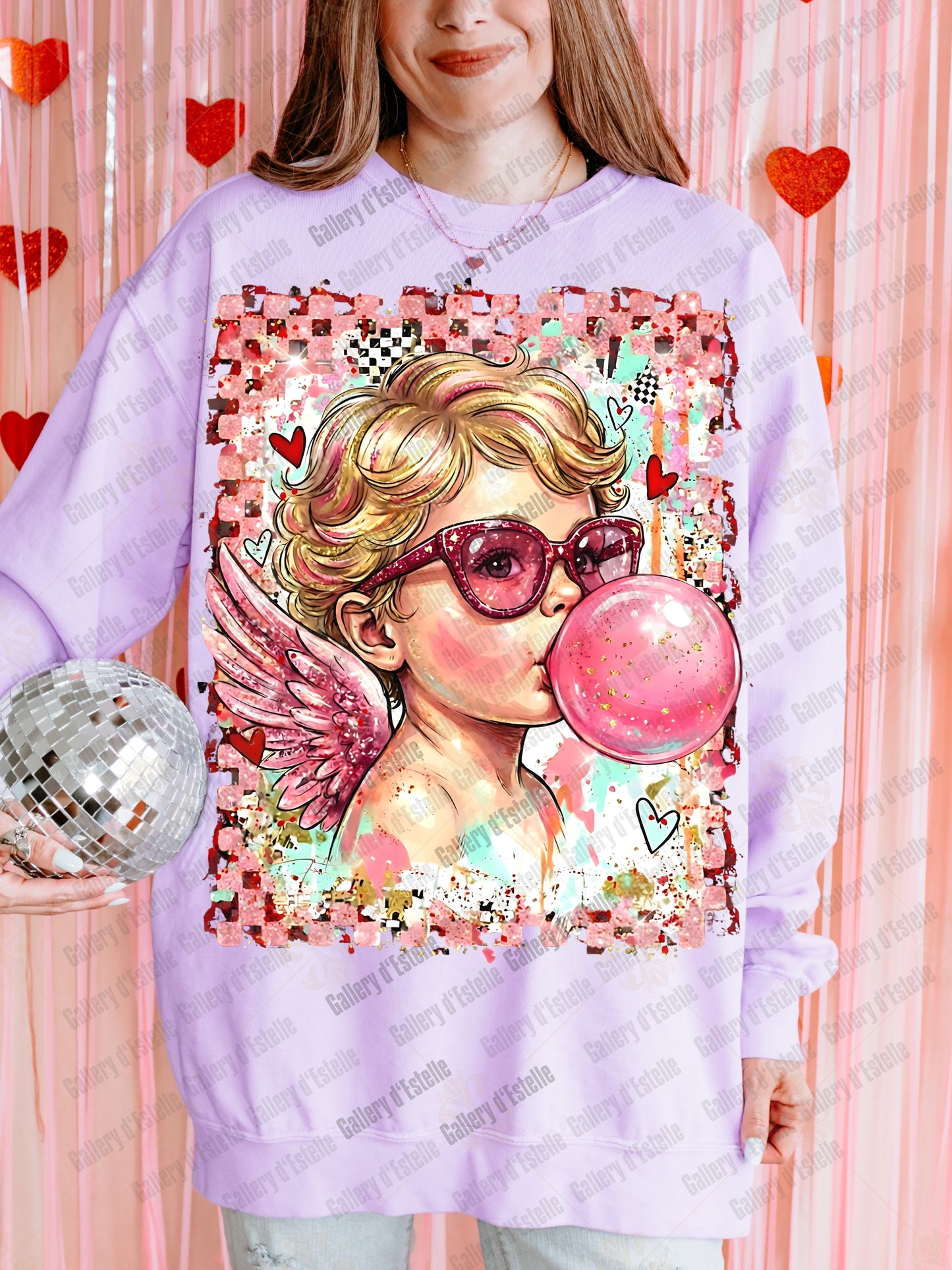 Coquette Cupid Bubblegum PNG, Retro Pink Valentine Graphic, Preppy Angel Art, Trendy Love Shirt Design