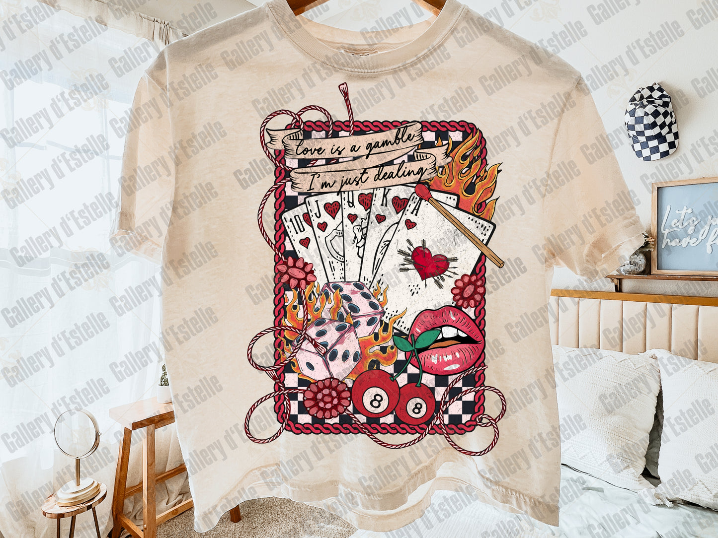 Love Is A Gamble Western Collage PNG, Retro Cowgirl Casino Graphic, Wild West Rodeo Art, Edgy Valentines Country Shirt Design