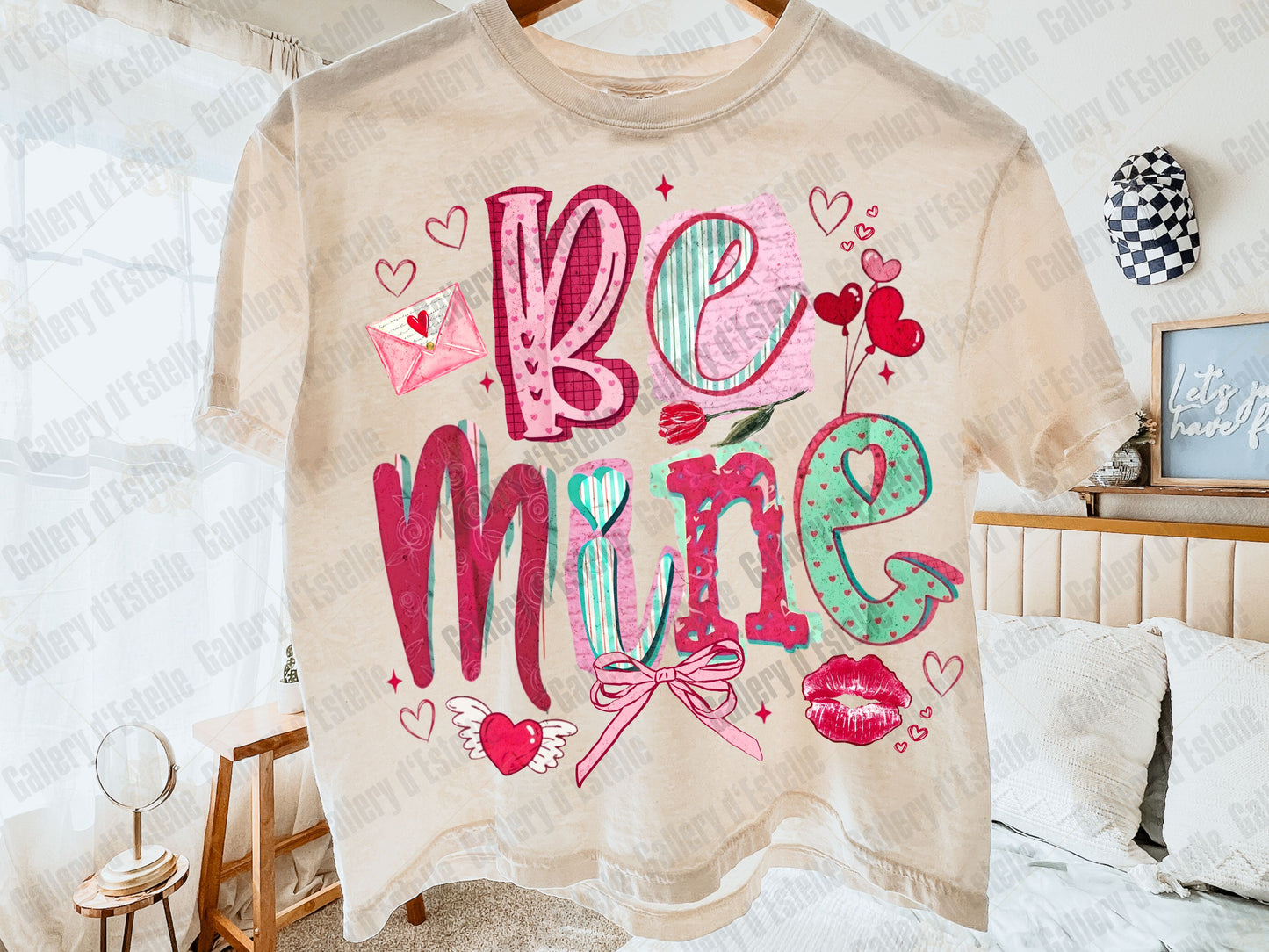 Retro Be Mine PNG, Valentine Magazine Letter Collage, Coquette Love Design, Trendy V-Day Shirt Design
