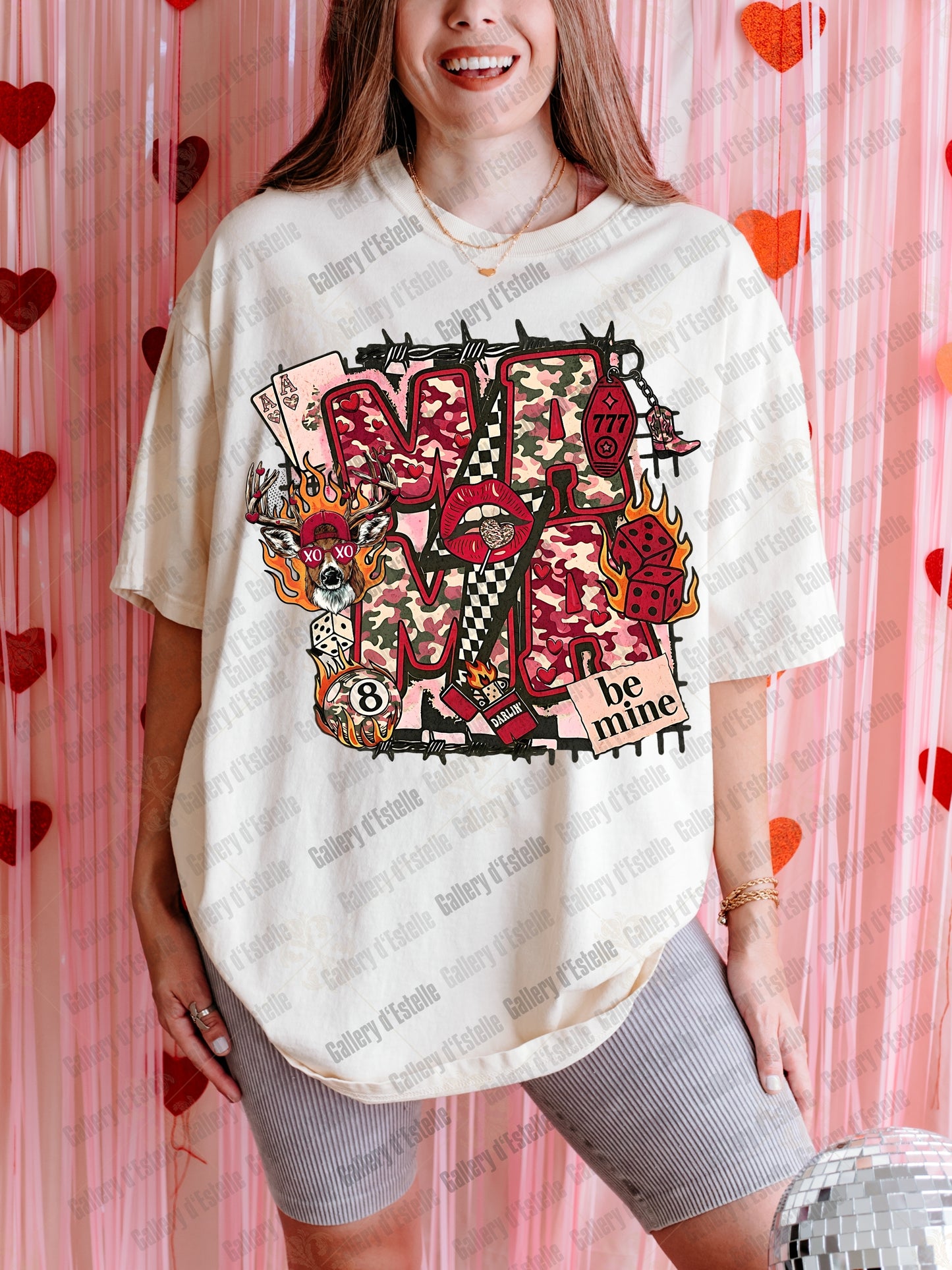 Valentine Mama Camo PNG, Retro Western Collage Graphic, Love Hunting Art, Edgy Be Mine Shirt Design