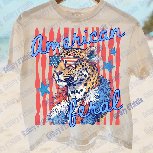 American Feral PNG, Retro Leopard 4th of July Graphic, Patriotic Cheetah Art, Funny Independence Day Shirt Design