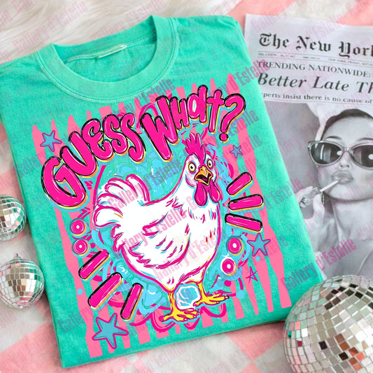 Guess What Chicken Butt PNG, Funny Retro Chicken Graphic, Preppy Boutique Matching Shirt Design