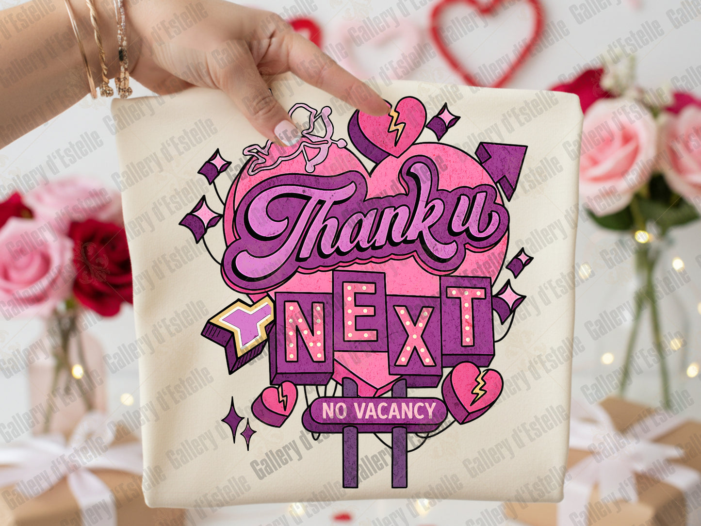 Retro Thank U Next PNG, Funny Anti Valentine Motel Sign Graphic, Pink Coquette Breakup Art, Sassy Love Shirt Design