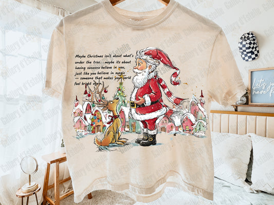 Festive Santa and Reindeer PNG, Retro Winter Town Graphic, Whimsical Holiday Sublimation, Coquette Christmas Shirt Design