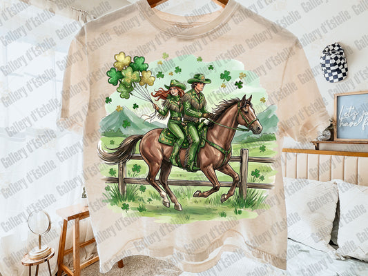 Western St Patrick’s PNG, Retro Cowboy Rodeo Art, Lucky Cowgirl Graphic, Preppy Country Shirt Design