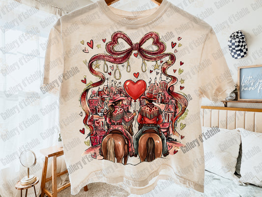 Coquette Western Valentine PNG, Retro Cowgirl Love Illustration, Preppy Cowboy Rodeo Graphic, Romantic Shirt Design