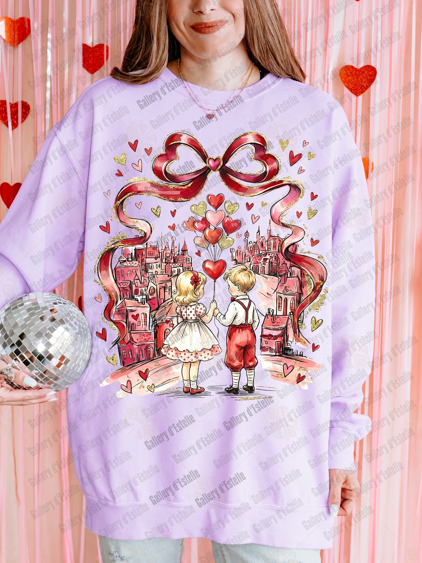 Coquette Valentine Kids PNG, Retro Love Graphic, Preppy Pink Bow Art, Trendy VDay Shirt Design