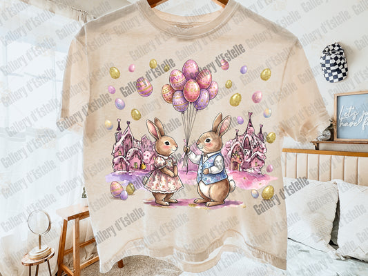 Preppy Easter Bunny PNG, Whimsical Pink Spring Graphic, Romantic Rabbit Art, Trendy Country Shirt Design