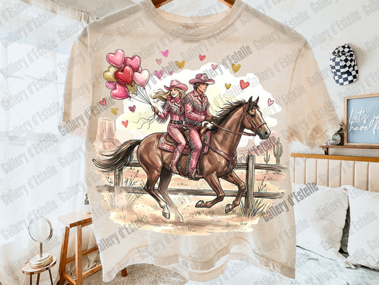 Western Valentine PNG, Retro Cowgirl Love Illustration, Preppy Cowboy Rodeo Graphic, Coquette Shirt Design