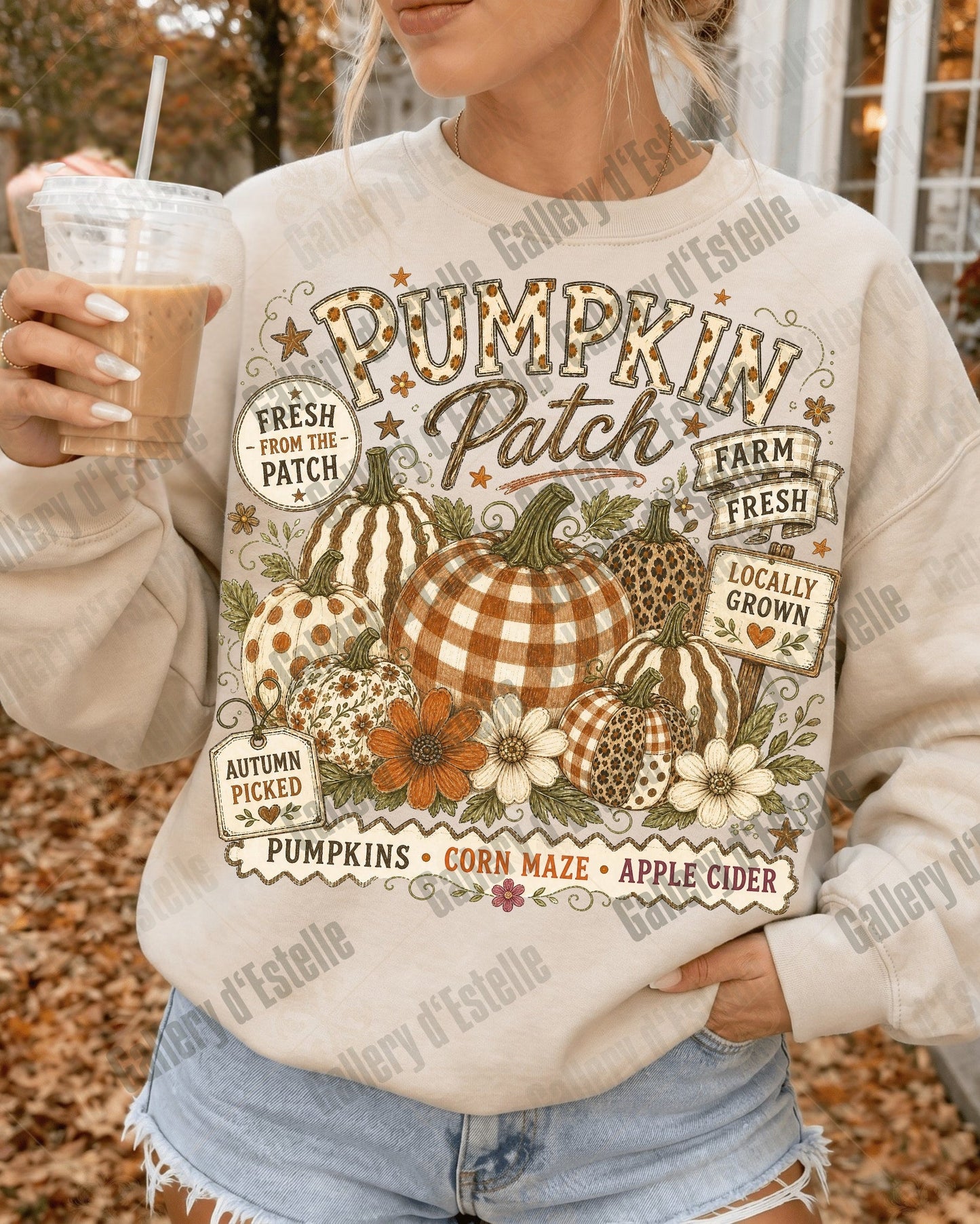 Boho Pumpkin Patch PNG, Coquette Floral Autumn Graphic, Cozy Fall Shirt Design
