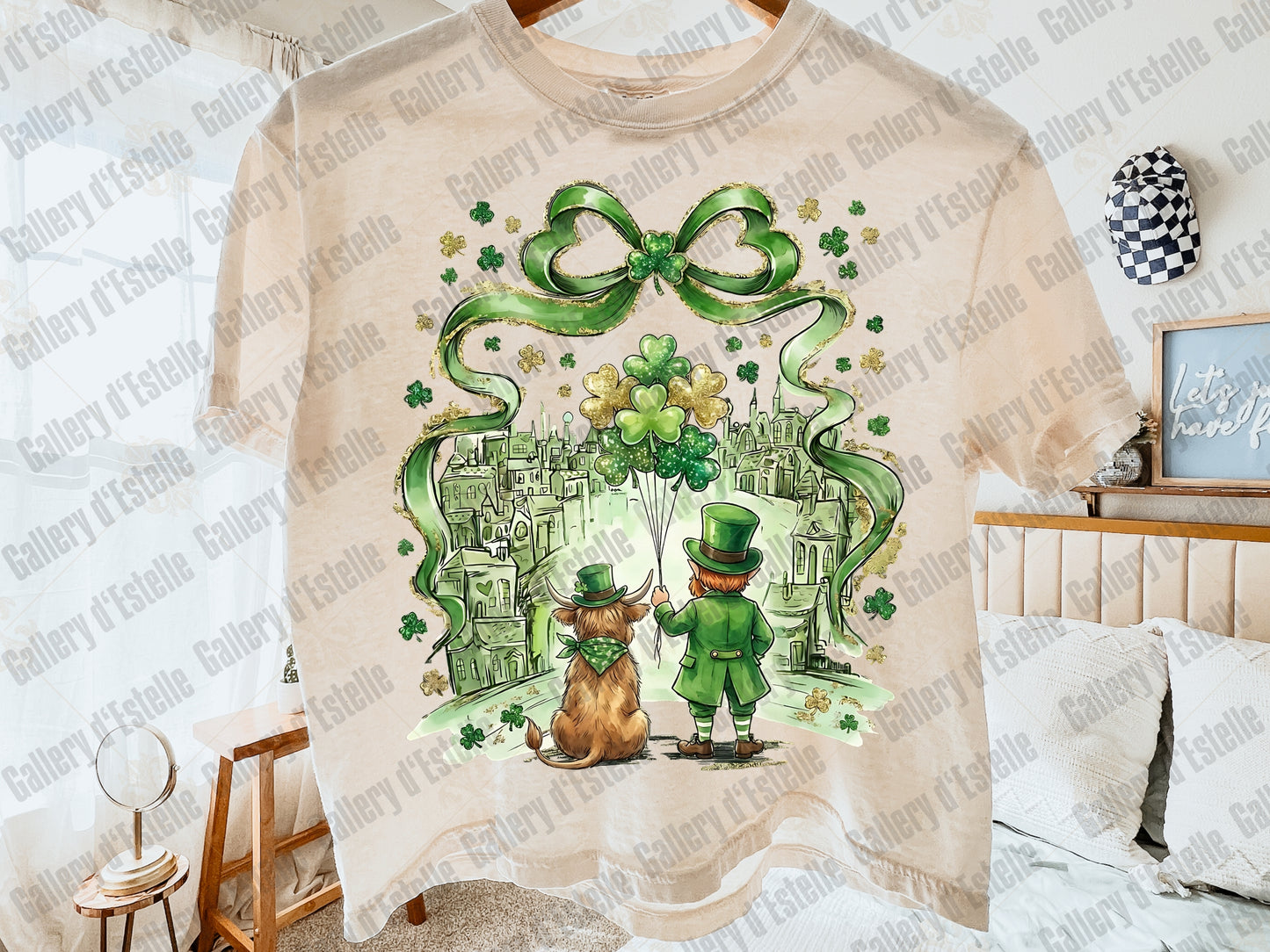 Coquette St Patrick’s Day PNG, Retro Highland Cow Illustration, Lucky Leprechaun Art, Whimsical St Paddy’s Shirt Design