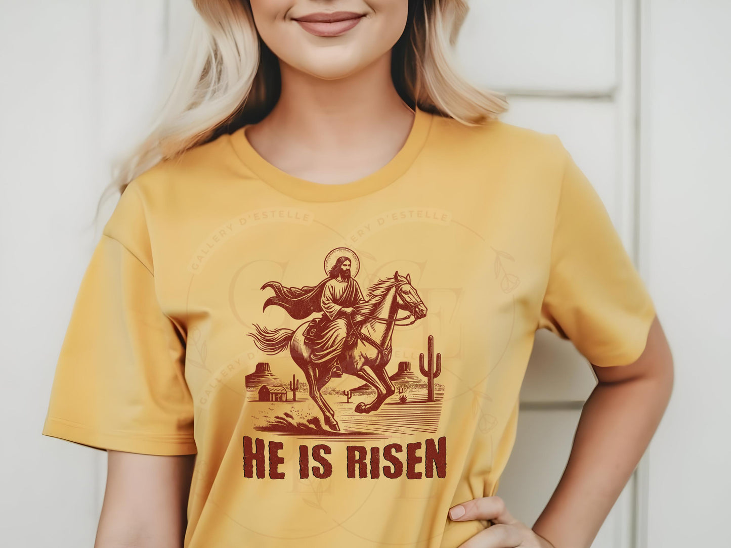 He is Risen PNG, Vintage Western Christian Graphic, Cowboy Jesus Art, Religious Easter Country Shirt Design
