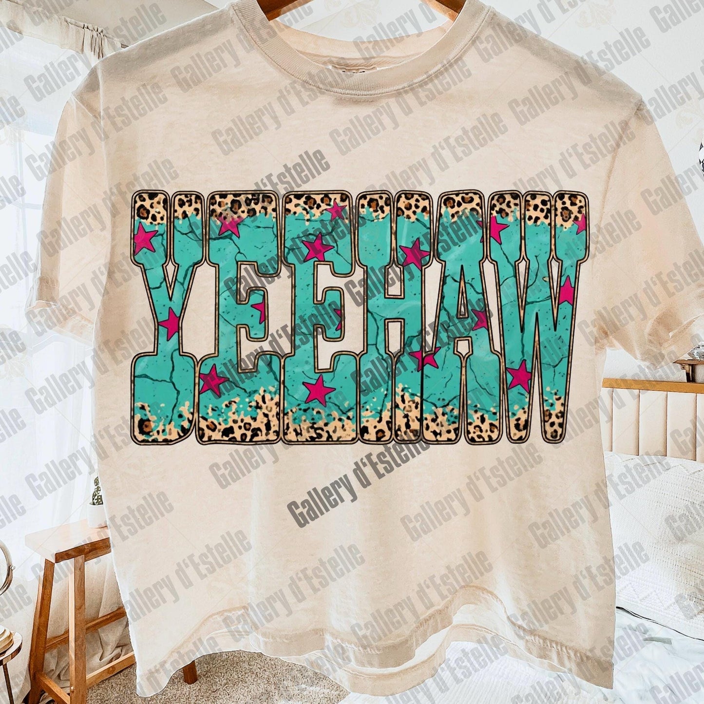 Western Yeehaw PNG, Retro Leopard Cowgirl Graphic, Trendy Country Girl Shirt Design